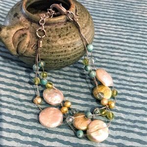 Freshwater Pearl and Beads Silver Bracelet